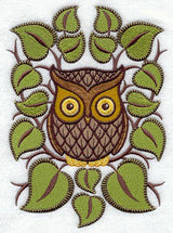 Retro Owl with Leaves