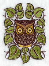 Retro Owl with Leaves