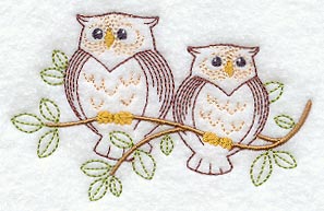 Vintage-Stitch Owl Duo