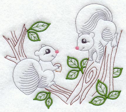Vintage-Stitch Squirrel Duo