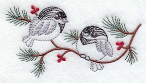 Vintage-Stitch Chickadee Duo