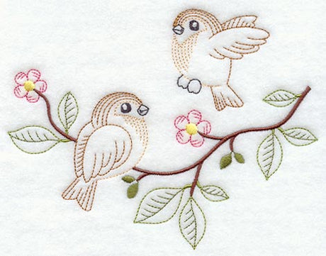Vintage-Stitch Sparrow Duo