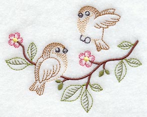 Vintage-Stitch Sparrow Duo
