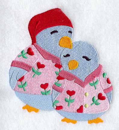 Bluebirds in Valentine Pajamas