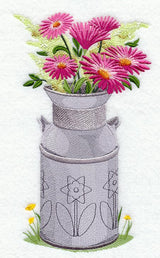 Gerbera Daisies in Milk Can