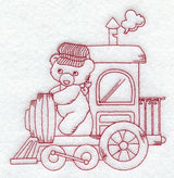 Teddy Bear Train Engine - Redwork
