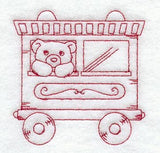 Teddy Bear Train Passenger Car - Redwork