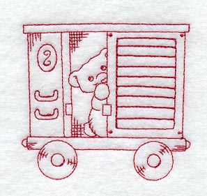 Teddy Bear Train Boxcar - Redwork
