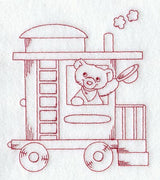 Teddy Bear Train Caboose - Redwork