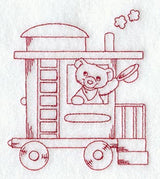 Teddy Bear Train Caboose - Redwork