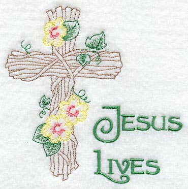 Jesus Lives and Grapevine Cross