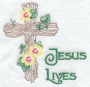 Jesus Lives and Grapevine Cross