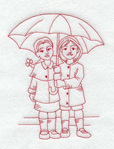 Sharing an Umbrella (Redwork)