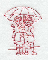 Sharing an Umbrella (Redwork)