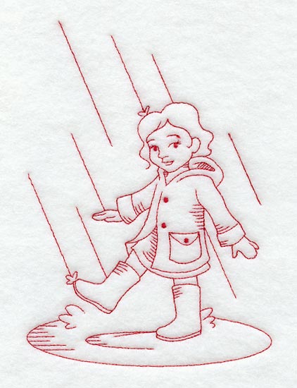 Playing in Puddles (Redwork)