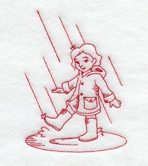 Playing in Puddles (Redwork)