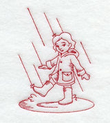 Playing in Puddles (Redwork)