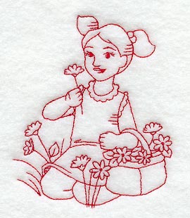 Picking Wildflowers (Redwork)