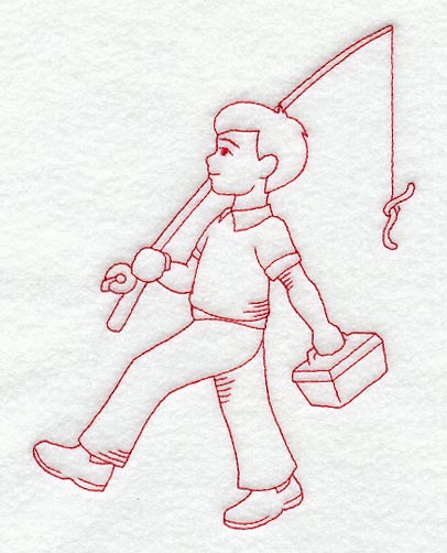 Goin' Fishing (Redwork)