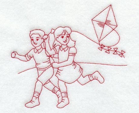 Let's Go Fly a Kite (Redwork)