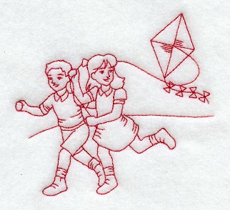 Let's Go Fly a Kite (Redwork)