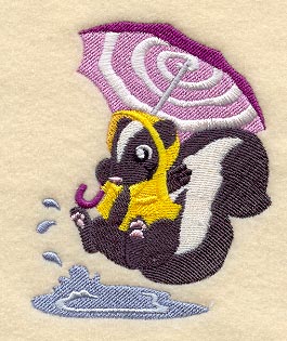 Skylar Skunk Under Umbrella