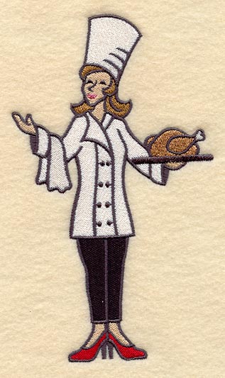 Lady Chef with Chicken