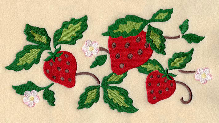 Strawberry Ropes Sweet Sweet Strawberries and Blossoms Border – Embroidery Library