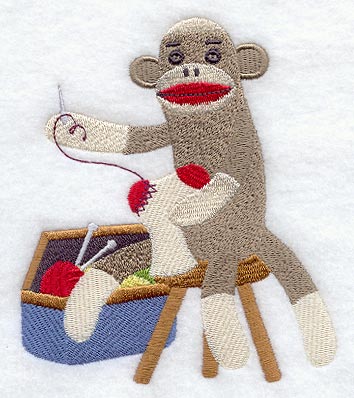 Sock Monkey Sews a Sock