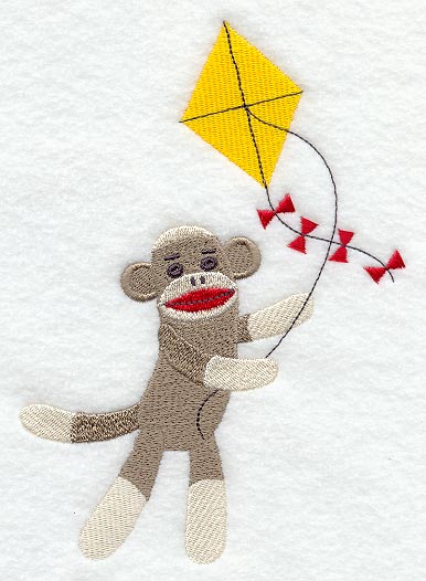 Sock Monkey Flies a Kite