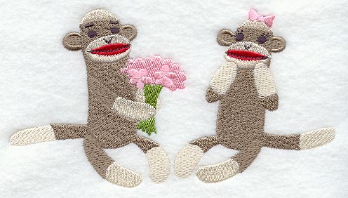 Sock Monkey Gives Flowers