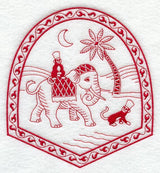 Monkey See, Elephant Do (Redwork)