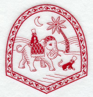 Monkey See, Elephant Do (Redwork)