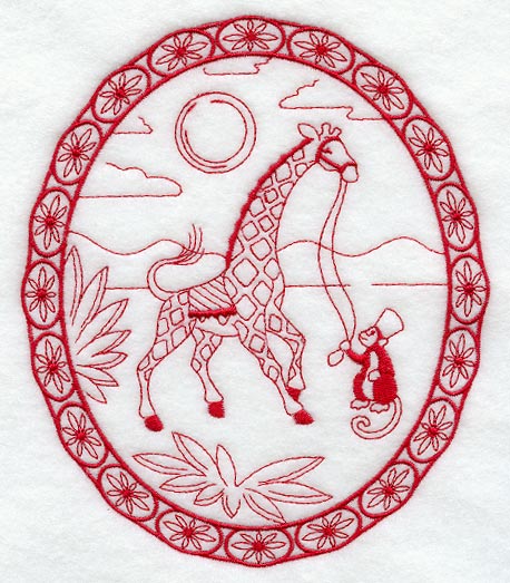 Baby Giraffe Walk (Redwork)