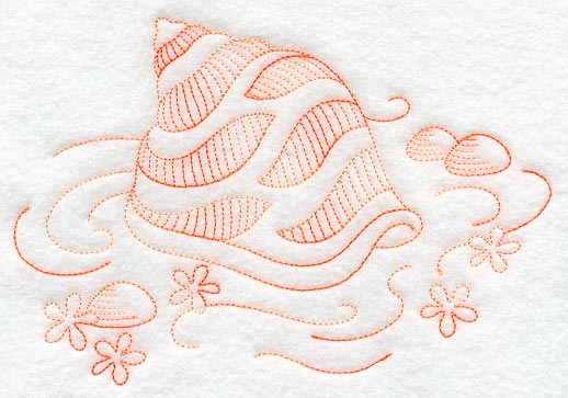 Redwork Seashell  1 (Variegated Thread)