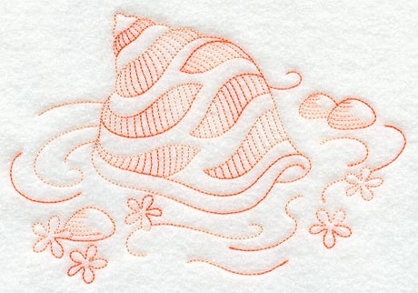 Redwork Seashell  1 (Variegated Thread)