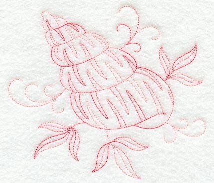 Redwork Seashell  2 (Variegated Thread)