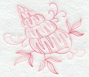 Redwork Seashell  2 (Variegated Thread)