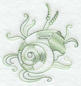 Redwork Seashell  3 (Variegated Thread)