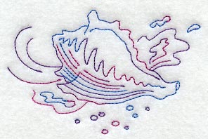 Redwork Seashell  4 (Variegated Thread)