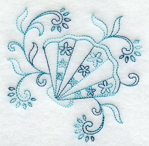 Redwork Seashell  6 (Variegated Thread)