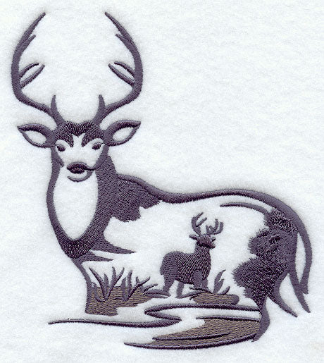 Whitetail Deer Silhouette Scene