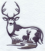 Whitetail Deer Silhouette Scene