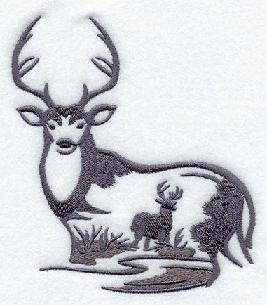 Whitetail Deer Silhouette Scene