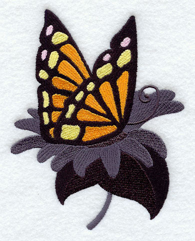 Flower Silhouette with Magnificent Monarch