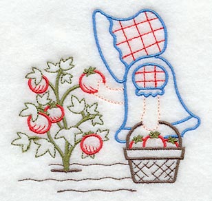Sunbonnet Sue Picking Tomatoes (Vintage)