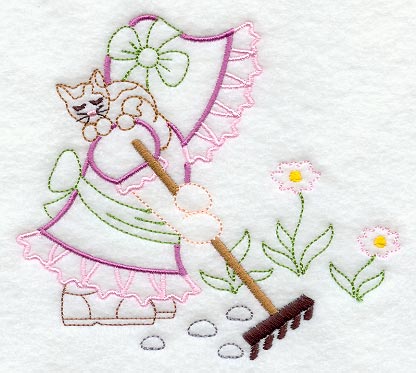 Sunbonnet Sue Raking the Garden (Vintage)