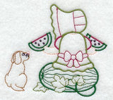 Sunbonnet Sue Enjoys Watermelon Wedges (Vintage)
