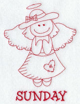Heavenly Angel on Sunday (Redwork)