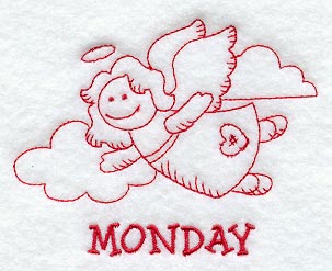 Heavenly Angel on Monday (Redwork)